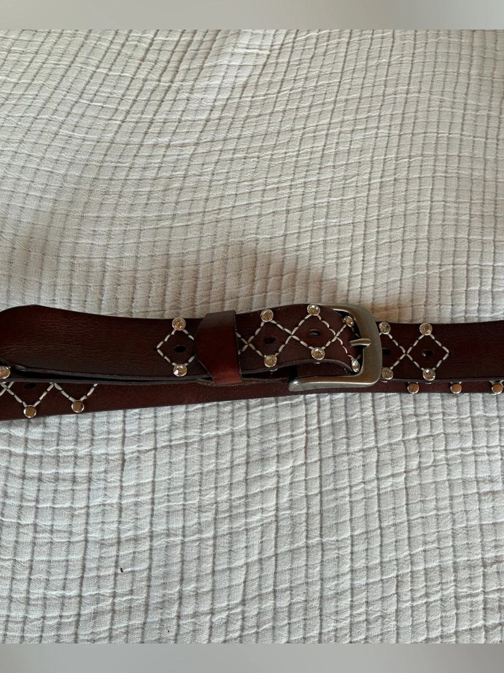 Women’s Brown Leather Studded Belt - Classic Casual Style